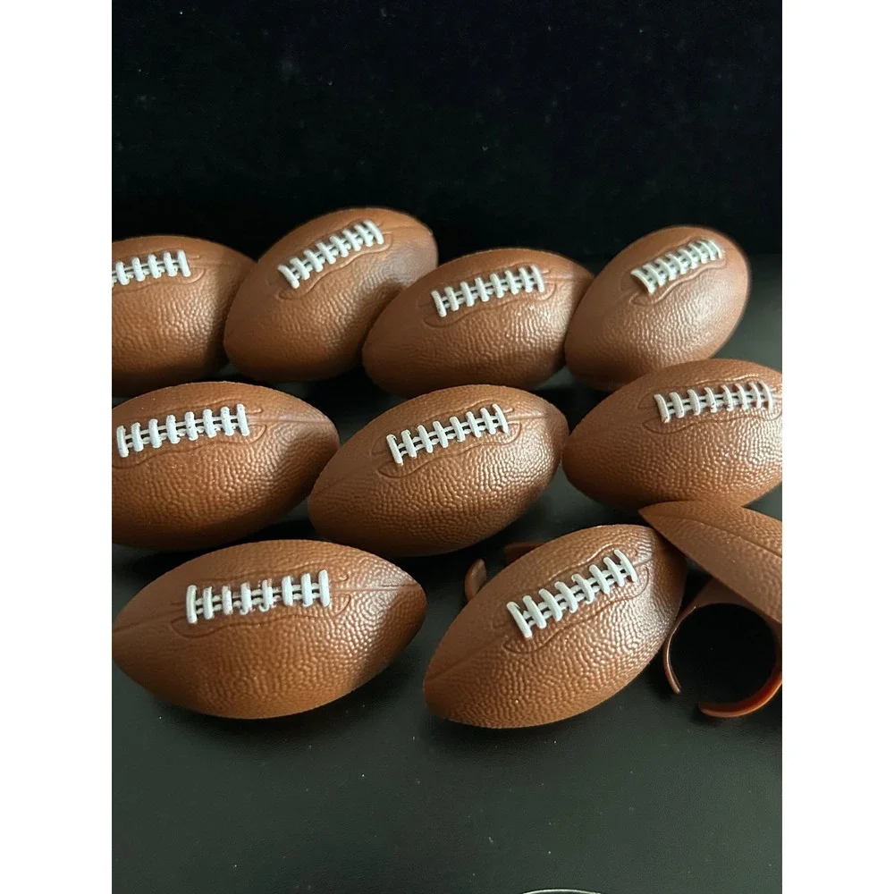 Football Cupcake Topper Rings Brown Good Plastic Sports Party Favors X 12
